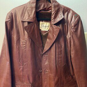 Vintage Leather Jacket by Bernman's (Gangster Coat)